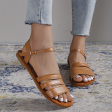 Plain color casual sandals with a straight stripe