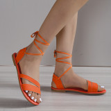 Solid Candy Flat Cross Strap Casual Sandals