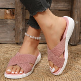 Cross Solid Casual Thick Sole Cross Border Women's Outwear Slippers