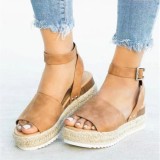 Thick sole wide strap casual buckle sandals