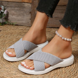 Cross Solid Casual Thick Sole Cross Border Women's Outwear Slippers