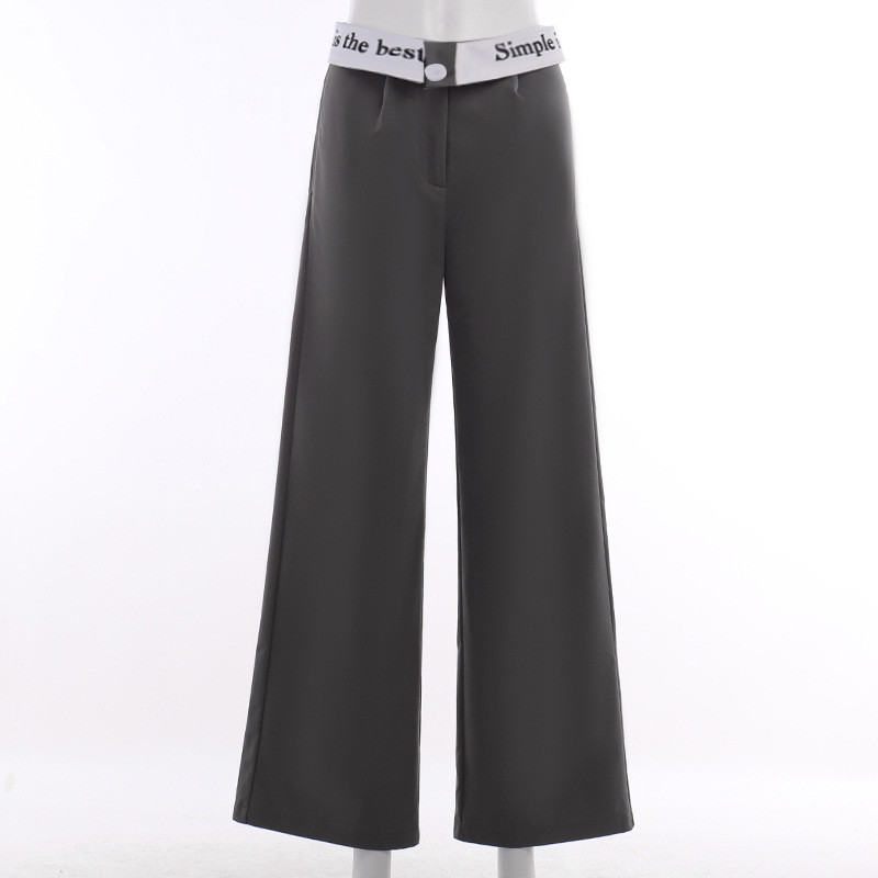 Leisure Versatile Commuter Solid Color Pants High Waist Straight Barrel Printed Contrast Color Pants