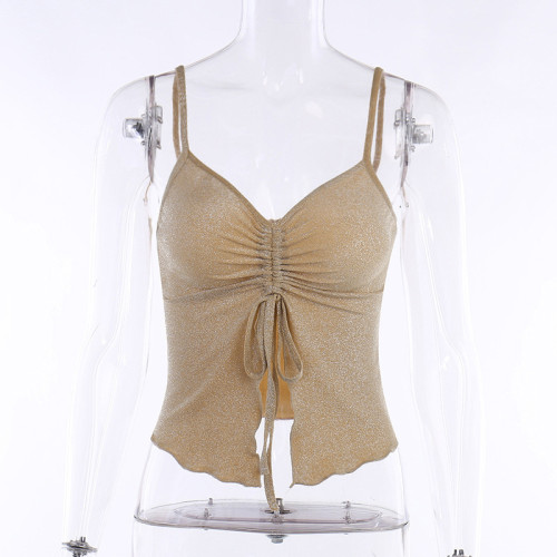 Sexy Slim Fit Drawstring Split Strap Top