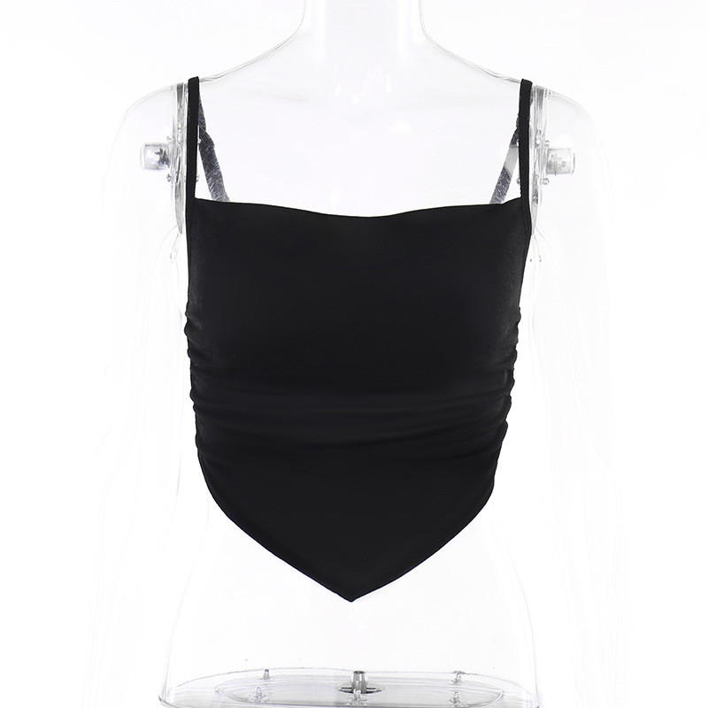 Casual versatile slim fitting suspender with pointed hem tank top