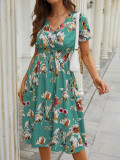 Summer floral print short sleeved dress