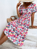 Summer floral print short sleeved dress