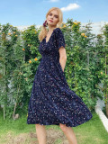 Summer floral print short sleeved dress