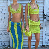 Women's Sexy Casual Slim Fit Knitted Top High Waist Wrapped Hip Short Skirt Set