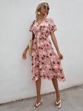 Summer floral print short sleeved dress