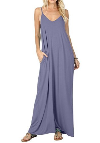 Solid pocket Camisole loose long dress