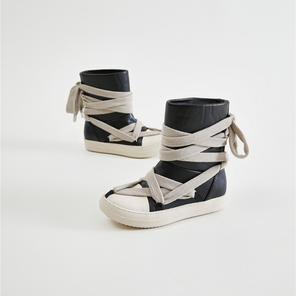 Thick sole high top shoes, personalized five pointed star snow boots