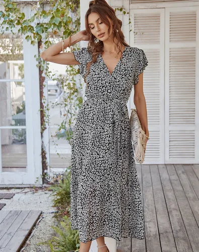 Sexy and elegant dress, spring/summer printed casual vacation dress