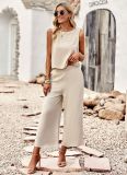 Sleeveless top and cropped pants two-piece set