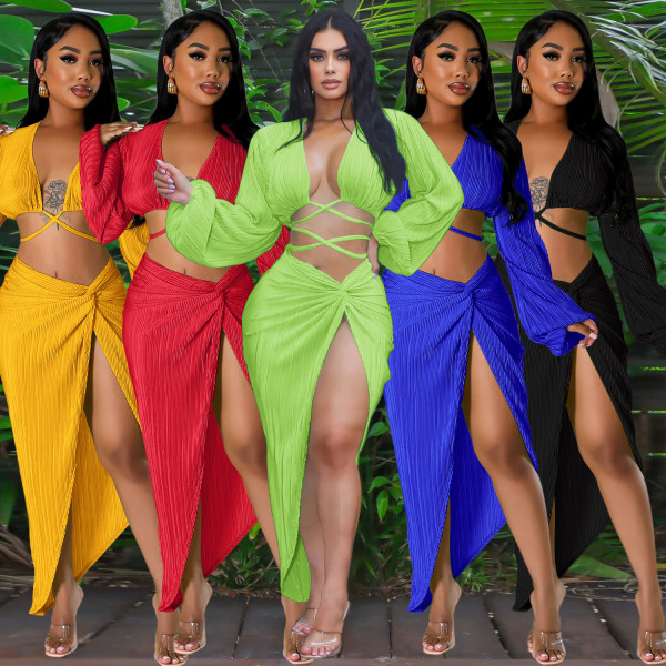 Sexy Party Beach Style Top Skirt Two Piece Set