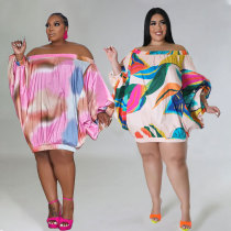 Off shoulder loose print dress Off shoulder loose print dress