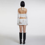 Low neck knitting solid color feeling exposed navel tight Camisole top suit