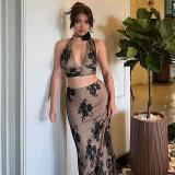 Elegant Slim Fit Sexy Lace Strap Half Skirt Set