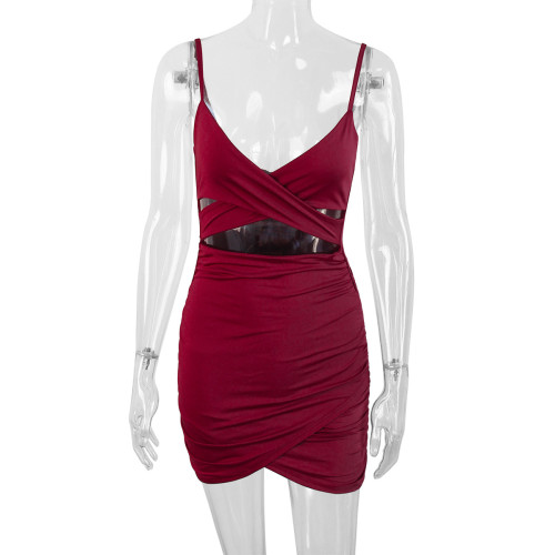 Suspender dress backless women's sexy Slip dress hollowed out dress