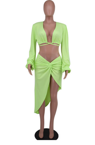 Long sleeved sexy two-piece set