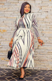 Women's Dress Autumn Dress Slightly Fat Women's Dress Printed Long Sleeve Dress Loose Size