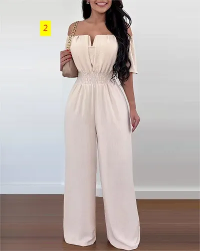 Women's V-neck versatile work pants with a straight fit and waistband