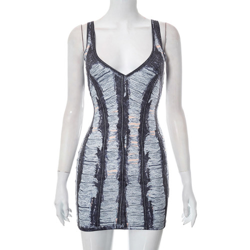 Sexy Beggar Broken Hole Short Skirt Sling Dress