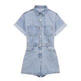 Commuter versatile women's denim short jumpsuit