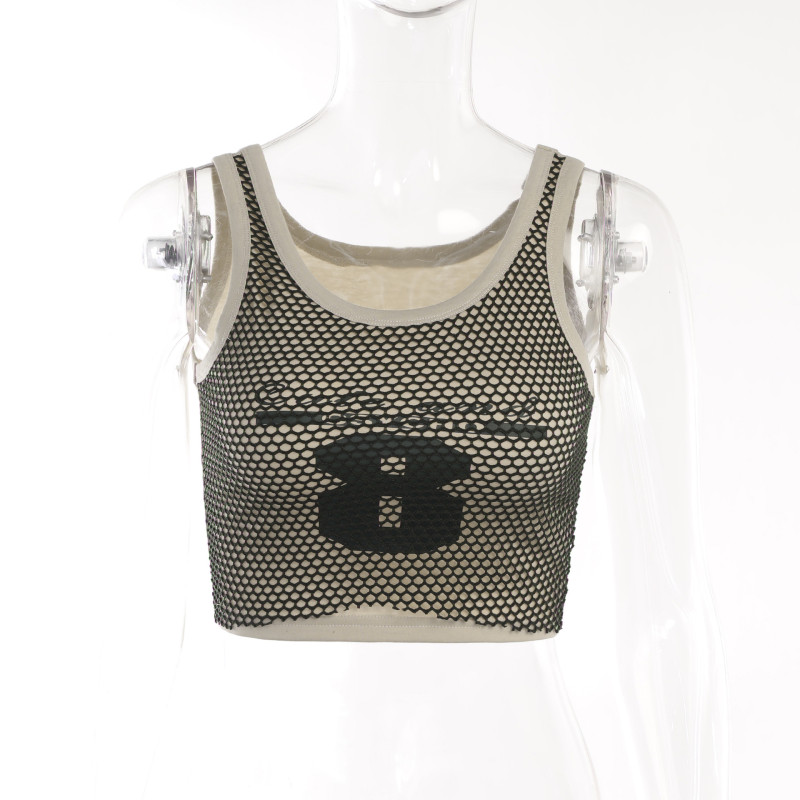 Contrast letter printed short tank top