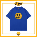 DREW Washed Retro Distressed Cracked Smiling Face Short Sleeve High Street Loose Cotton Couple Bottom T-shirt