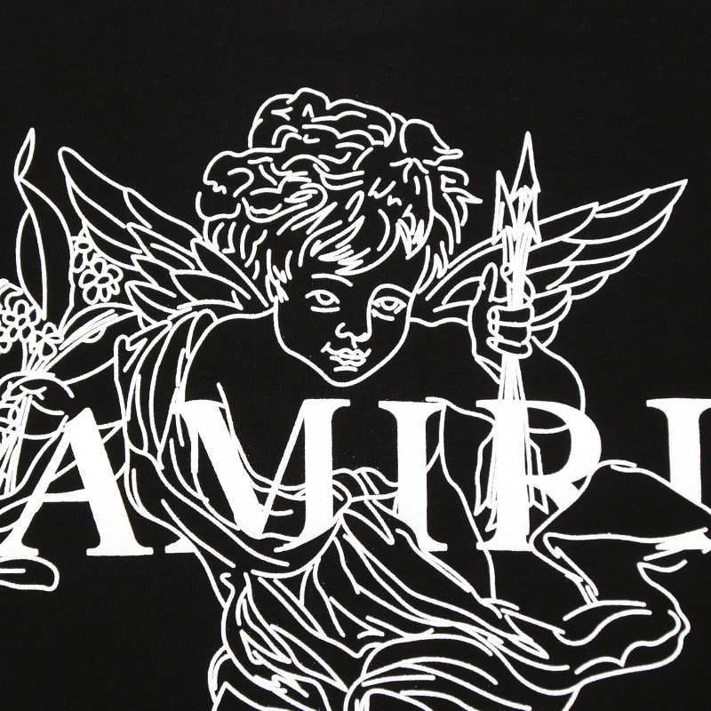 Amiri Cupid Angel Little Crowd Fashion Brand Men's and Women's T-shirts Couple Loose Solid Round Neck Short Sleeve