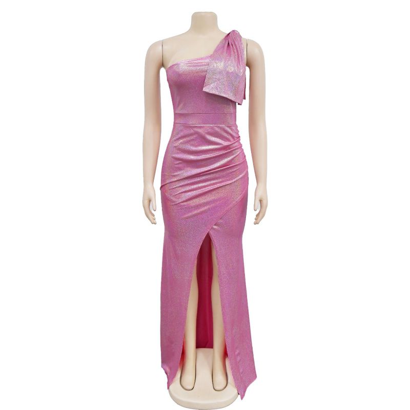 Fashion Women's Solid Bow Split Long Dress Dress