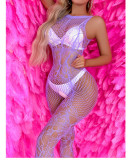 Alluring and Fun Hot Diamond with Connected Mesh Clothes