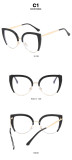 Cat's Eye Half Frame Large Frame Flat Mirror Anti Blue Light 2023 New Glasses Frame INS Retro Trendy Eyeglass Frame