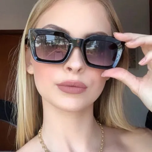 Retro Michelin sunglasses Square black plain sunglasses