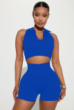 Thread lapel U vest high waisted shorts two-piece set