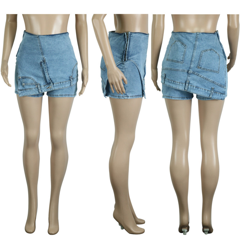 Women's Wash Personalized Street Irregular High Waist Elastic Trouser Skirt