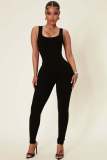 Threaded square neck sports vest with hip lifting jumpsuit