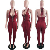 Sexy Slim Fit Open Back Jumpsuit Casual Pants