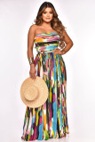 Painted and printed chest wrap waist up jumpsuit