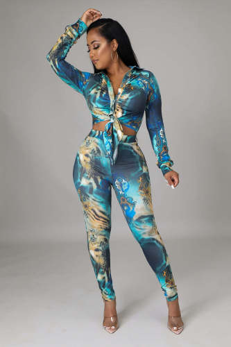 Two piece digital printed women's clothing set