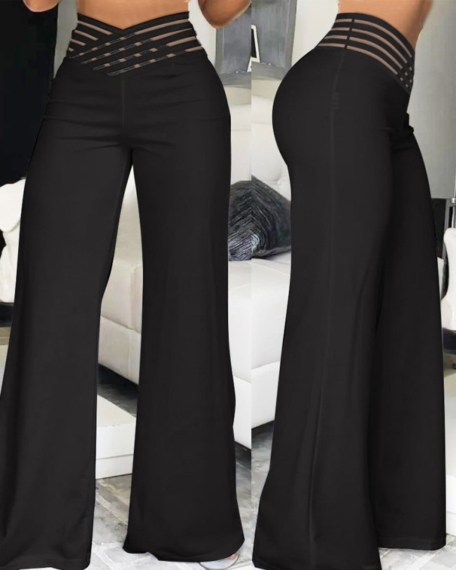 Ribbon High Waisted Wide Leg Pants ODF3497A