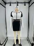 Colored Long Sleeve Short Skirt Set D10057