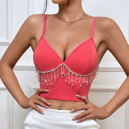 Deep V Low Chest Broken Diamond Tank Top