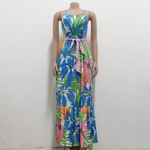 Loose sleeveless V-neck strap dress
