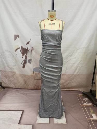 Sleeveless suspender dress slim fitting long skirt