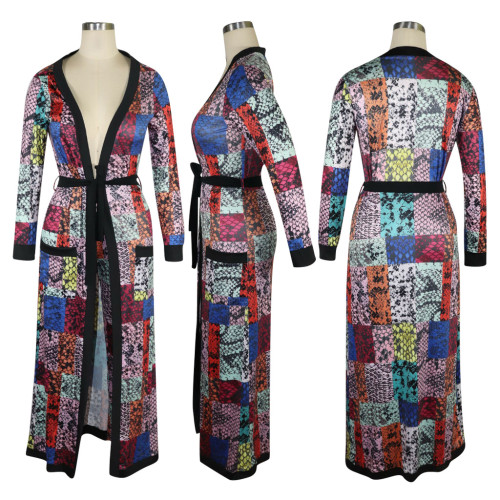 Two piece set of printed cape jacket and pants