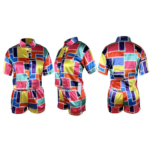 Printed shirt short sleeved shorts set