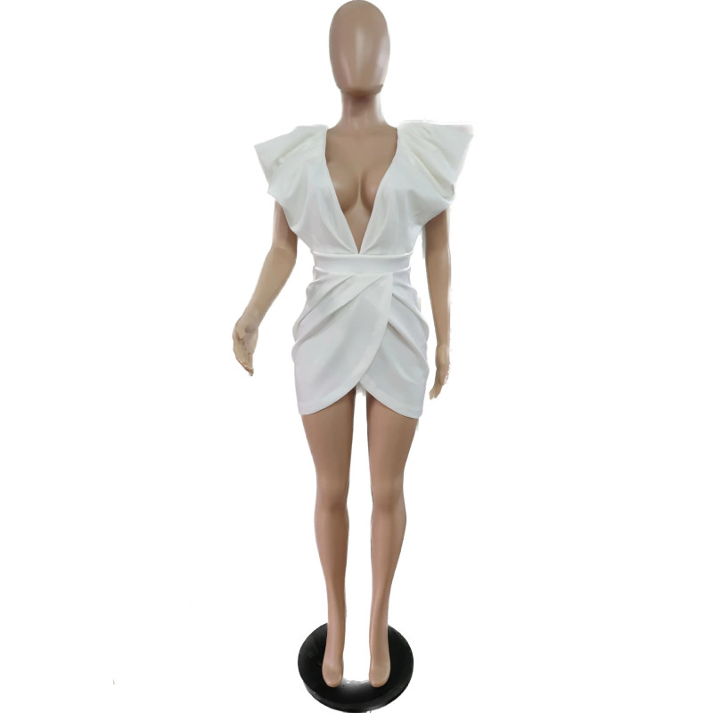 Shoulder length sexy lantern sleeve dress for women