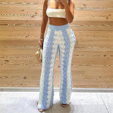 Knitted long pants with high waist and wide legs for casual wear