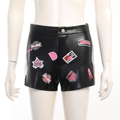 Labeled ultra short leather pants